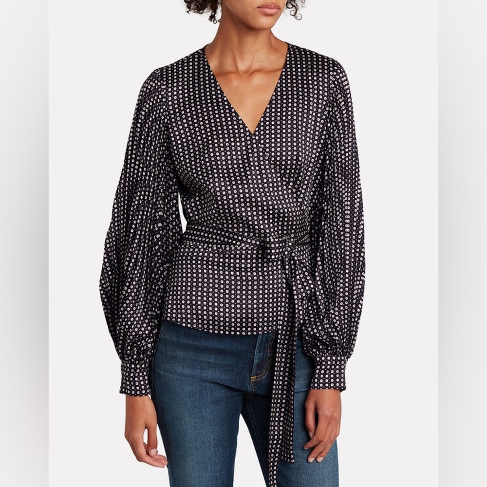 Intermix Jenna Printed Wrap Top, Size 0